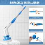 BRIEFNESS Elektrischer Schleuderschrubber, kabellos, 9 Köpfe, Dual-Speed, ausziehbarer Griff für die Reinigung von Badezimmer, Badewanne, Waschbecken, Bodenfliesen und Autos 5