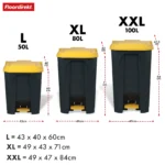 Floordirekt Mülleimer Olaf mit Pedal, Kunststoff Abfalleimer 50L/80L/100L, hygienisch, farbiger Deckel 5
