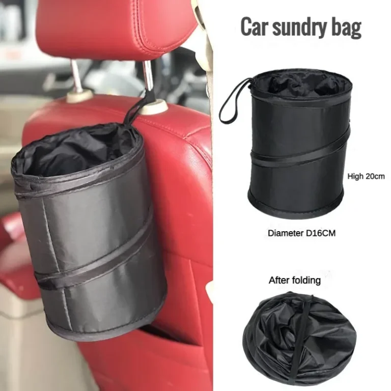 Schwarzer Auto-Mülleimer-Pack-Beutel, wasserdichter Auto-Müllbeutel für kleine, auslaufsichere Kühltasche – Auto-Müllbeutel mit Seitentasche Zr 2