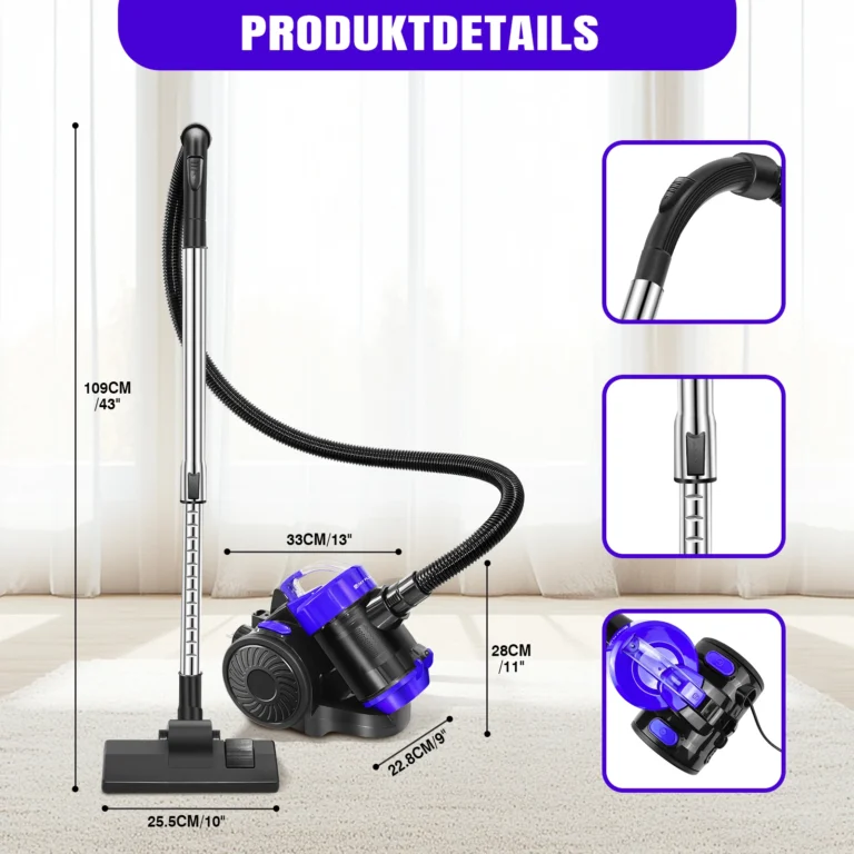 Beutelloser Zylinderstaubsauger, 1000W Hoover-Staubsauger mit 2-in-1-Bürstenkopf zum Entfernen von Staub 2