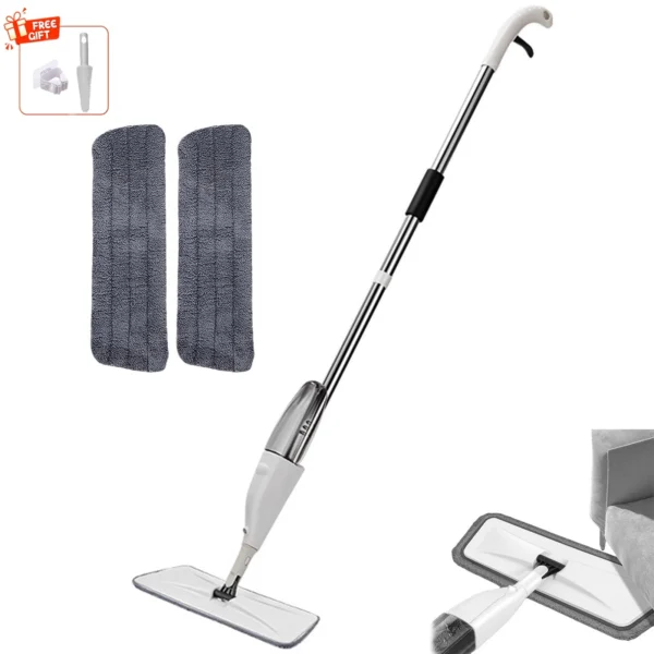 Neues Sprühmopp-Besen-Set mit wiederverwendbaren Mikrofaser-Pads, rotierende, trockene und nasse Haushalts-Flachmopps zum Reinigen von Heimboden, magisches Werkzeug