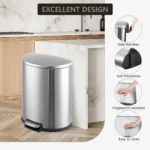 13 Gallonen/50 L Mülleimer – Hoher Edelstahl-Küchenmülleimer mit Deckel, Soft-Close und Fußpedal, herausnehmbarer Inneneimer, rechteckiger Abfalleimer für Zuhause, Büro und Badezimmer 7
