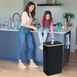 110L/160L Faltbarer Flaschenrecycling-Behälter mit Bambusdeckel, Wäschekorb für Schmutzwäsche, Geruchsdicht, Waschbarer Oxford-Beutel 2
