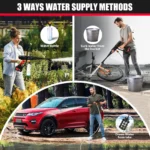 21 V kabellose elektrische Waschpistole, tragbarer Druckreiniger mit 2 Batterien und 5 m Schlauch, 25 cm Jet Wash für Auto, Fahrrad, Hof, Zuhause 2