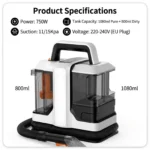 Podofo 750W Teppich-Fleckenreiniger Hochdruck-Sprühreinigungsgerät Handgehaltener Teppichreiniger für Sofa, Autositz, Vorhang-Reinigung 3