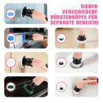 BRIEFNESS Kabellose elektrische Reinigungsbürste, wasserdicht, rotierend, 2 Geschwindigkeiten, Teleskopstiel, 7 auswechselbare Bürstenköpfe, 300/400 U/min, für Bad, Fliesen, Boden, Auto, rosa, USB-Ladung 4