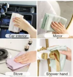 10 Stück Mikrofaser-Glasreinigungstücher, fusselfrei, für Fenster, Auto, Küche, Spiegel, keine Spuren, wiederverwendbar, Fischschuppen-Poliertuch 3