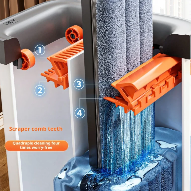Spin Mop Set Flacher Boden mit Eimer JOYBOS 33 cm waschbare Mikrofaser Nass- und Trockensystem Reinigung Haus Mops Home Wohnzimmer Werkzeug 2