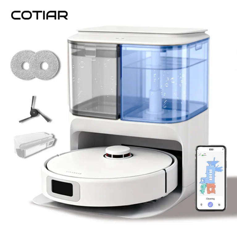 COTIAR Roboterstaubsauger E50 - Roboterstaubsauger und Bodenwischer mit intelligentem Lasernavigationssystem, 9000 Pa Saugkraft, Weiß EU