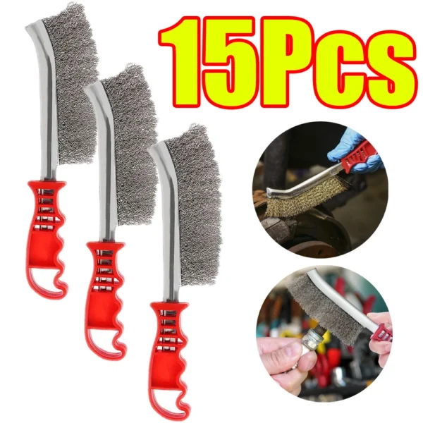 1-15 Stück Edelstahl-Drahtbürsten für Grill, Metall-Schleif- und Polierbürsten für Schweißschlacke, Farbe, Fett und Entrostung