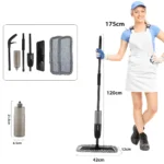DARIS Sprühmopp-Set mit 500-ml-Flasche, 2 Mikrofaser-Pads, Schaber-Mopp-Clip, Nass- und Trockengebrauch für die Reinigung flacher Boden