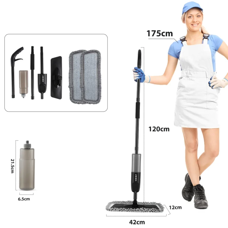 DARIS Sprühmopp-Set mit 500-ml-Flasche, 2 Mikrofaser-Pads, Schaber-Mopp-Clip, Nass- und Trockengebrauch für die Reinigung flacher Boden