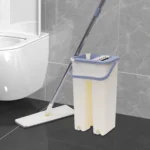 awolsrgiop Wischmopp-Set mit Eimer, Bodenwischer-Set, 8l Eimer mit Unterteilung, Wischmopp-Set mit 10 austauschbaren Mikrofasertüchern, Gee 2