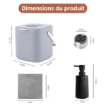 10-teiliges Küchenreinigungsset: 4 Mikrofasertücher + 4 Handtuchhaken + Glas-Seifenspender + Tischbehälter 3