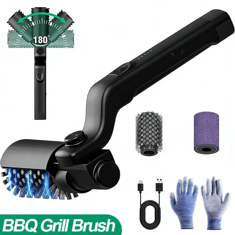 Elektrische Grillbürste, Reinigungsbürste für BBQ, kabellos, wiederaufladbar, drehbar, verstellbar, für den Außenbereich, zum Reinigen von starken Ölflecken