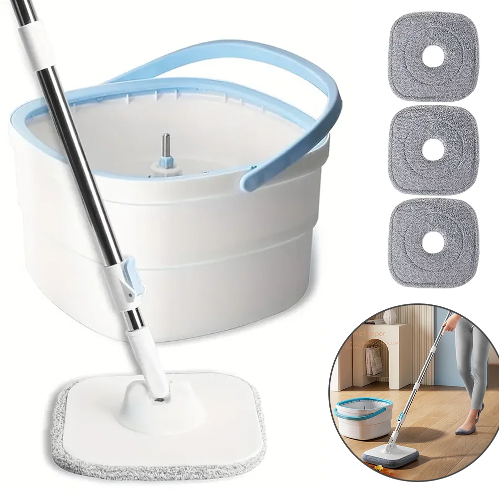 Schleudermopp-Set mit Eimer, trennt sauberes und schmutziges Wasser, manuelle Presse-zu-Reinigung und Spin-Trocknung, ausziehbarer Wischgriff Schleudermopp-Set mit Eimer, trennt sauberes und schmutziges Wasser, manuelle Presse-zu-Reinigung und Spin-Trocknung, ausziehbarer Wischgriff