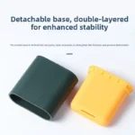 Toilettenbürste, wasserlaufsicher, mit Sockel, Silikon, flacher Wc-Flachkopf, flexible Bürste mit weichen Borsten und schnell trocknendem Halter-Set 5