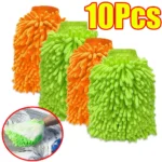 1–10 Stück doppelseitige Chenille-Autohandschuhe, Mikrofaser-Reinigungshandschuhe, Reinigungsfenster, Autowaschset zum Reinigen von Autos und LKWs