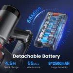 INSE S3P Akku-Staubsauger, 45 kPa, leistungsstarker Handstaubsauger mit LED-Anzeige, 55 Minuten lang, selbststehend, für Teppiche H 6