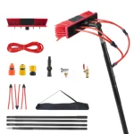 4M wassergesteuerte Stangenbürste mit Rakel-Set, Teleskop-Verlängerungsstange mit hoher Reichweite, Fensterreinigungswerkzeug für Solarpanel-Waschmaschine