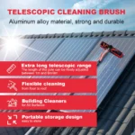 19,69 Fuß Teleskopische Solarmodul-Reinigungsbürste mit 4 Düsen, Aluminium-Fensterbürste für Hohe Fenster & Dächer 2