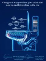 Automatischer Toilettenreiniger, Toilettenreiniger, Haushalts-Toilettenreiniger, Toilettenreinigungsflüssigkeit, blaue Blase, desodorierend, Entkalkung und Ye 4