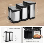 20L Dualer Mülleimer für Müll und Recycling – Fingerabdruckresistenter Edelstahl-Küchenabfalleimer mit Doppeldeckel – Berührungsloser Fußpedal-Mülleimer für Küche, Zuhause und Büro 7