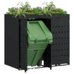 Abfalleimer für 2 Behälter, schwarz, 136 x 77,5 x 121,5 cm, großer Küchen-Recyclingbehälter zur Abfalltrennung, moderner Pedal-Mülleimer 5