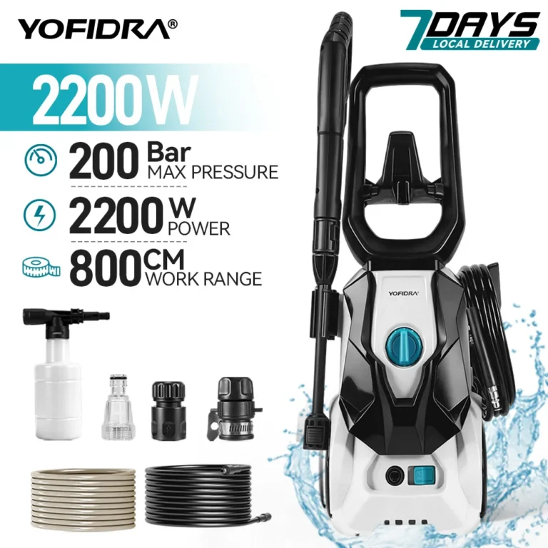 YOFIDRA 2200W 200Bar Elektrischer Hochdruckreiniger 180 °   Verstellbare Düse Autowaschpistole Reinigungspistole Wassersprühpistole