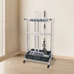 Beweglicher Bodenstehender Mopphalter Silberner Mobiler Reinigungswagen mit 4 Universalrädern Mopphaltergestell Mobiler Trolley ﻿ 3