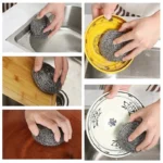 6 stücke Edelstahl Scheuer Ball Reinigung Set Scheuer Schwamm Reinigung Metall Wäscher Ball Scheuer Pad 6