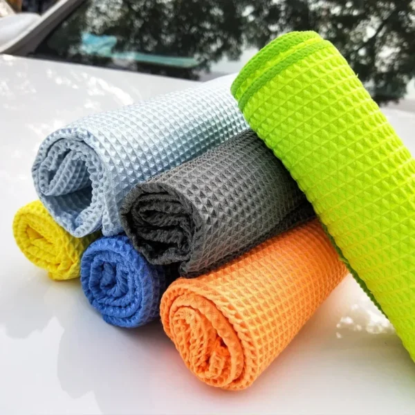 2er-Set Auto-Waschtücher: Mikrofaser-Fensterreinigungstücher mit Waffelmuster für Küche & Bad – Ideal zum Trocknen von Glas und zur Autoaufbereitung