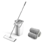 Mikrofaser-Mopp mit Eimer, Bodenreinigung, Squeeze, freihändiger Bodenwischer, waschbare Pads, wiederverwendbare Staubwischer mit weichen Nachfüllpads 2