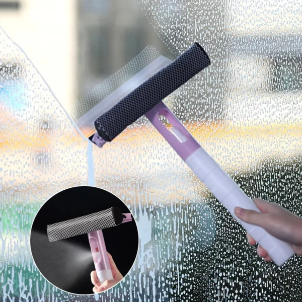 3-in-1-Fensterreinigungsbürste, Glaswischer für Badezimmerspiegel, Fenster mit Spray, doppelseitiger Fensterreiniger, Rakelwischer