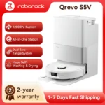 roborock Qrevo S5V (Upgrade vom S7 Max Ultra) Saugroboter, 12.000 Pa Saugleistung, Doppelte Anti-Verhedderungsbürste, Doppelt anhebbare Rotationsmopps, Selbstentleerung und -befüllung, Heißlufttrocknung