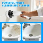 Elektrische Reinigungsbürste, Wasserdichte Badezimmer-Reinigungsbürste, Duschbürste mit Langem Griff & 2 Geschwindigkeiten, Kabellose Elektrische Reinigungsbürste mit 7 Austauschbaren Bürstenköpfen Schwarz (USB-Aufladung) 3