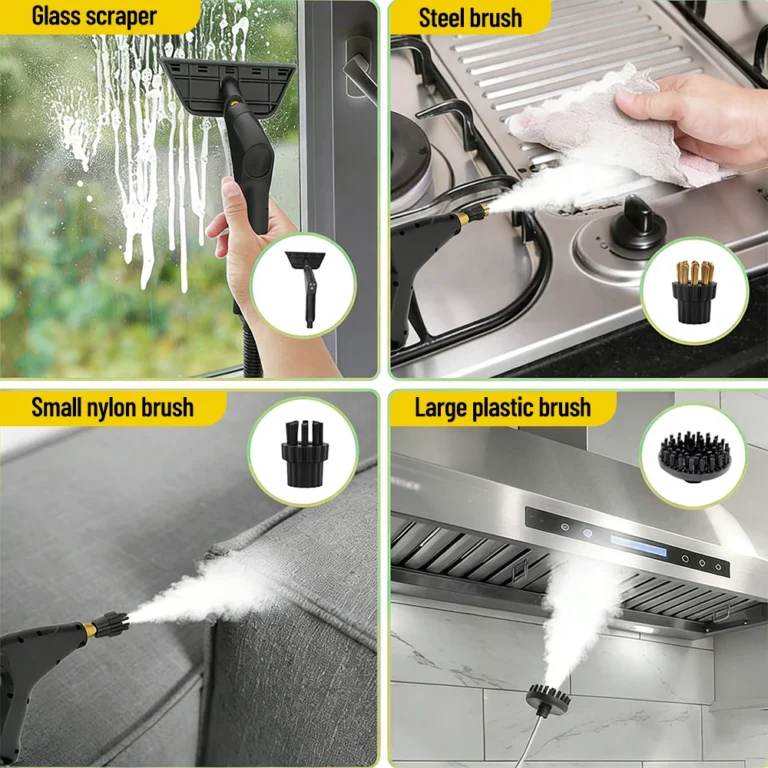Podofo Handgehaltener Multifunktions-Dampfreiniger 2000W 3,0 Bar Hochtemperatur-Sterilisations- und Desinfektions-Dampfreiniger mit 1200ml Tank für Sofas, Küchen, Fenster, Badezimmer und Autos 2