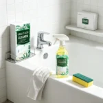 Oxalsäure-Reiniger 100ml Badezimmer & Küche Fleckenentferner mit Schwamm & Handschuhen für Toilette, Fliesen & Fugen Tiefenreinigungsspray 4