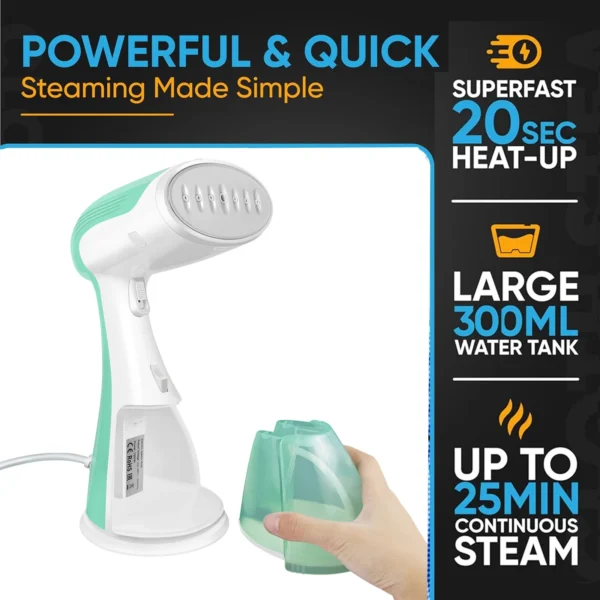 1500W Handdampfglätter für Kleidung, 300ml Wassertank, tragbarer Dampfglätter, Faltenentferner für Kleidung, Stoffe und Hemden, für Zuhause