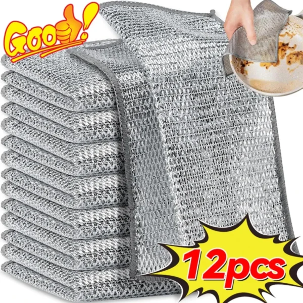 1/20 stücke Magie Reinigung Tuch Verdickt doppelseitige Metall Stahl Draht Lumpen Küche Dish Topf Waschen Tücher Handtuch saubere Werkzeuge