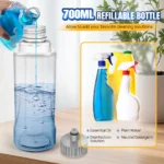 Sprühwischer mit Schnellreinigung Mikrofaserkopf trocken nass nutzbar 360 Grad drehbar 700ml Nachfüllflasche waschbare Pads für Küche Laminat Fliesen Hartholz Bodenreinigung im Haushalt 8