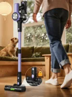 500W/55KPA Kabelloser Standstaubsauger, 60 Minuten Akkulaufzeit, Handstaubsauger mit Smart-LED-Display für Teppich/Tierhaare 2