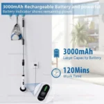 9-in-1 Elektrische Reinigungsbürste Kabellose Duschbürste mit Verstellbarem Verlängerungsgriff Wasserdicht für Badewanne, Fliesen und Boden 5