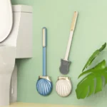 Lange Griff Wc Pinsel Silikon Pinsel Kopf Wc Pinsel Shell Form Halter Keine Tote Ecke Wand-Montiert Reinigung Pinsel 3