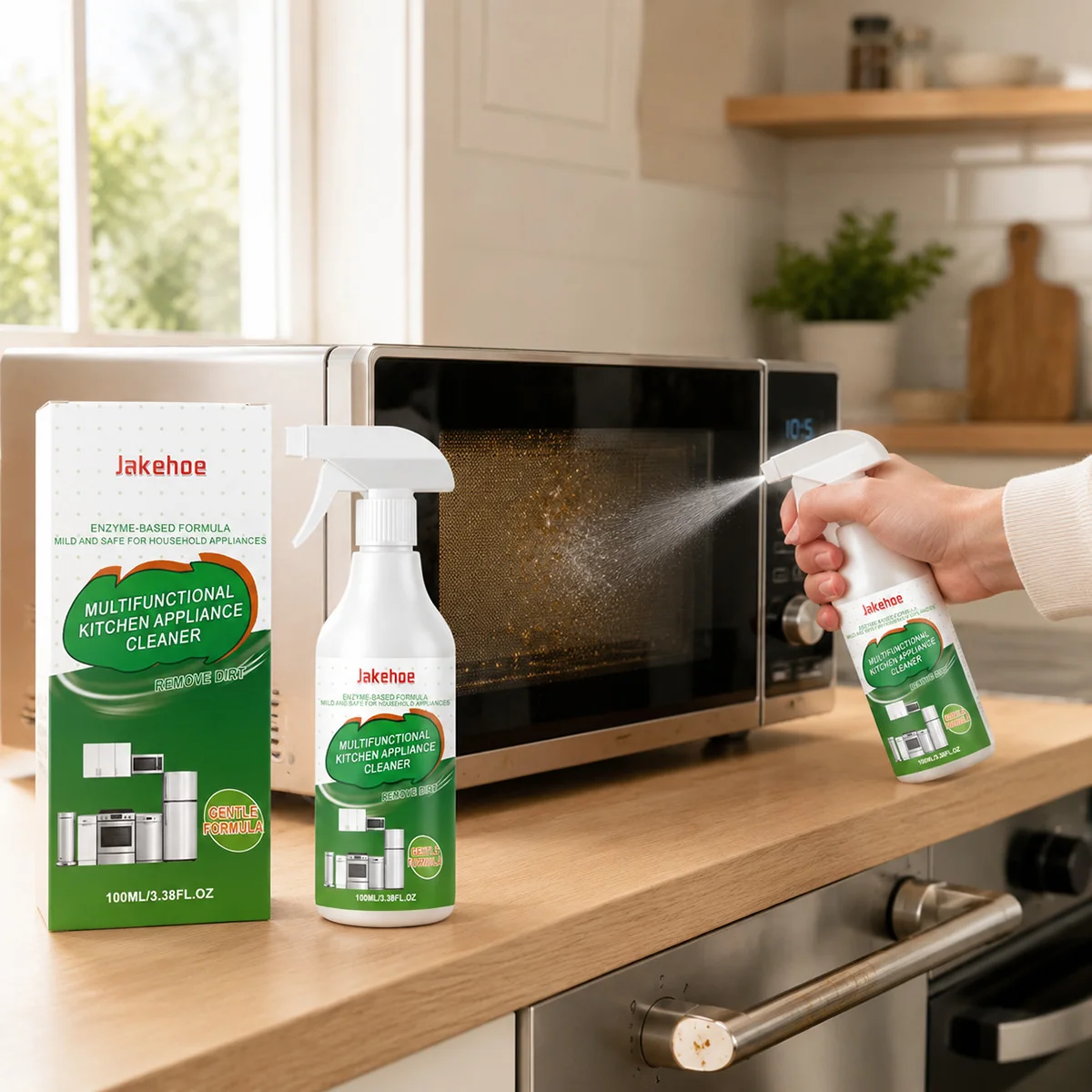 Multifunktionaler Küchenreiniger, Enzymbasierte Formel, mild und sicher, entfernt Fett und Schmutz für Mikrowelle, Kühlschrank, 100 ml Multifunktionaler Küchenreiniger, Enzymbasierte Formel, mild und sicher, entfernt Fett und Schmutz für Mikrowelle, Kühlschrank, 100 ml