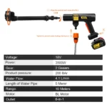 Gisam 200BAR 6-in-1 Bürstenloser Kabelloser Hochdruck-Autowäscher Wiederaufladbare Lithium-Batterie Autoreiniger Sprühwasserpistole 6