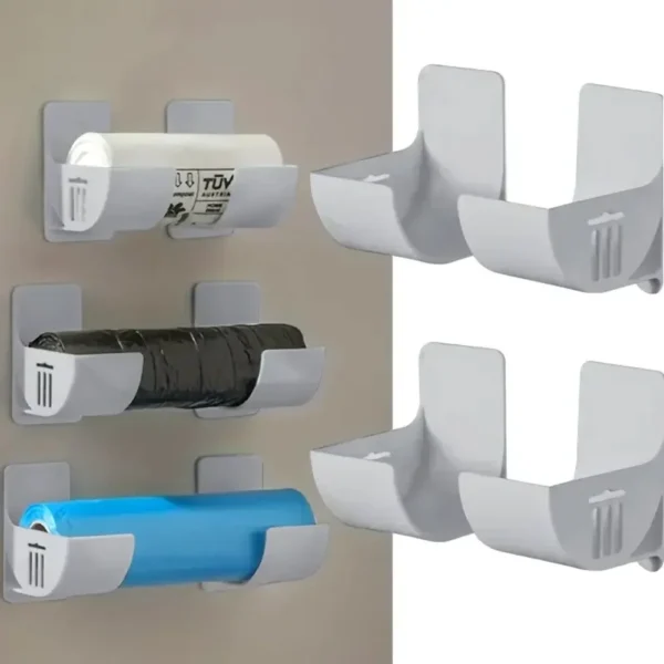 2 Stück an der Wand montierter Müllbeutelhalter – selbstklebender Mehrzweckspender für Küche und Badezimmer, platzsparender Organizer