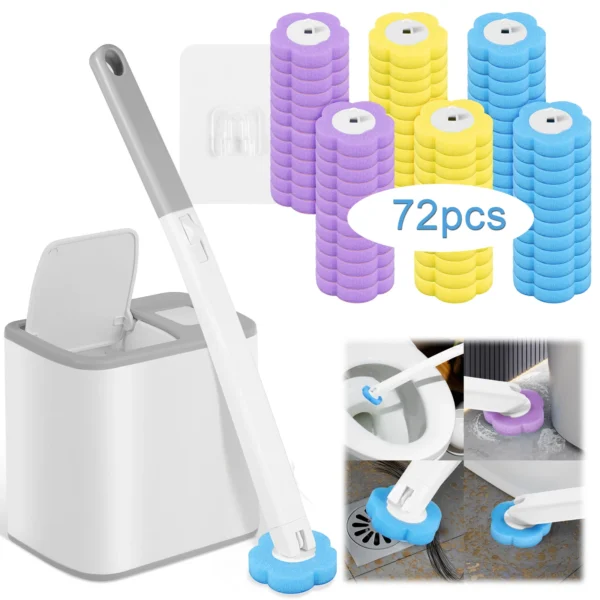 Toilettenbürste und Halter-Set mit Einweg-Nachfüllköpfen, Reinigungsset, Badezimmer-Reinigungsbürste, WC-Zubehör