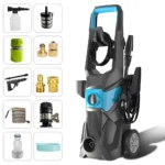 Podofo 3000W Peak Power Electric High Pressure Washer,150BAR High Pressure 9L/min Flow,Multi-Scenario for Car/Deck/Driveway,Tool-Free Nozzle 8