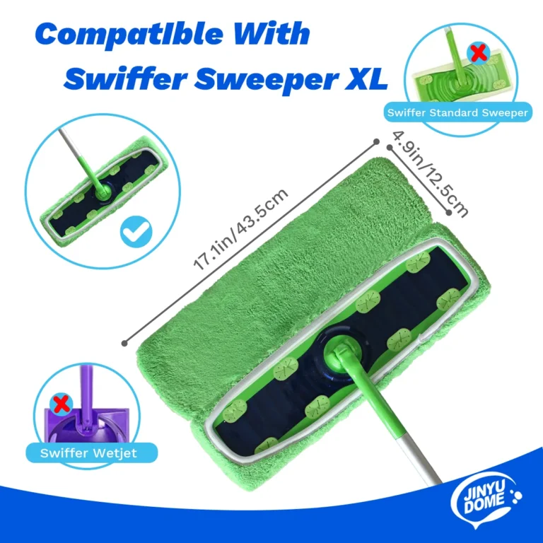 JINYUDOME 3 Stück wiederverwendbare Mikrofaser-Mopp-Pads für Swiffer XL Sweeper-Nachfüllungen, waschbar, grün, Trocken- und Nasswisch-Bodentücher, 43,2 x 12,7 cm 2